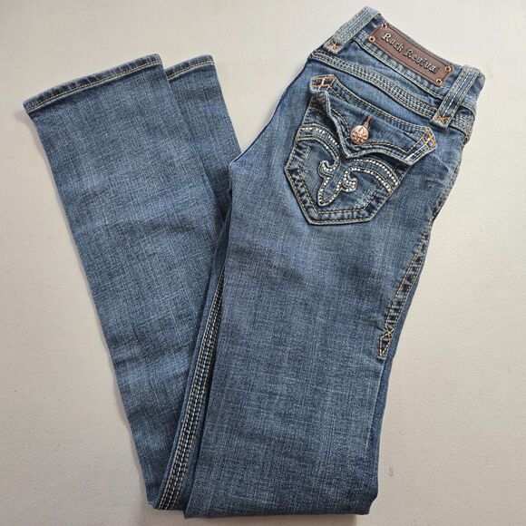 Rock Revival Jeans Women's 25 Blue Medium Wash Debbie Straight Leg - Picture 12 of 16